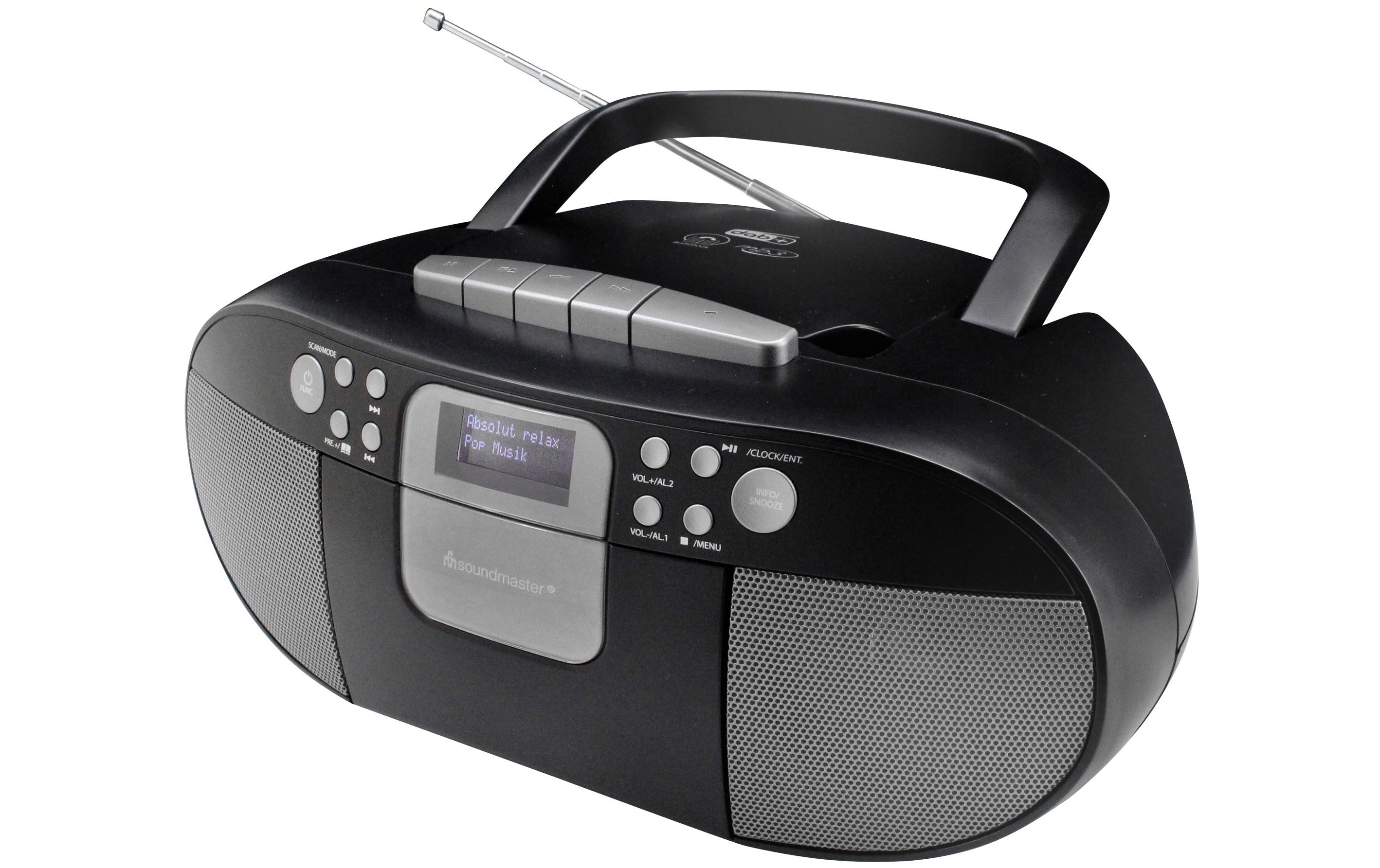 Radio DAB+ Boombox SCD7800 SchwarzDAB+ Boombox mit CD/MP3, USB und Kassettenwiedergabe