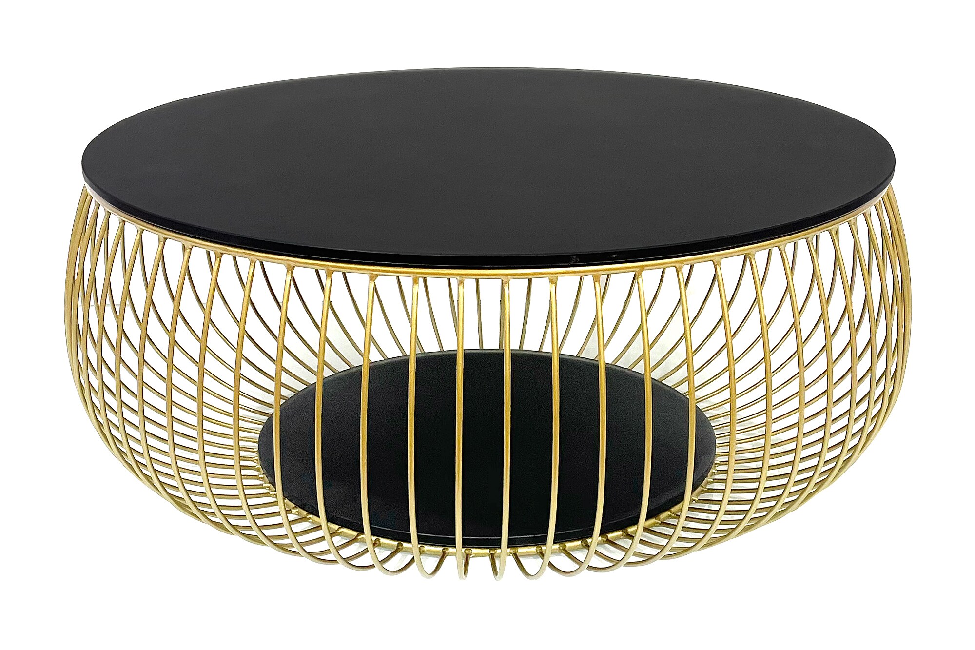 Couchtisch Ø 80cm schwarz gold Glastisch Beistelltisch Sofatisch Wohnzimmertisch