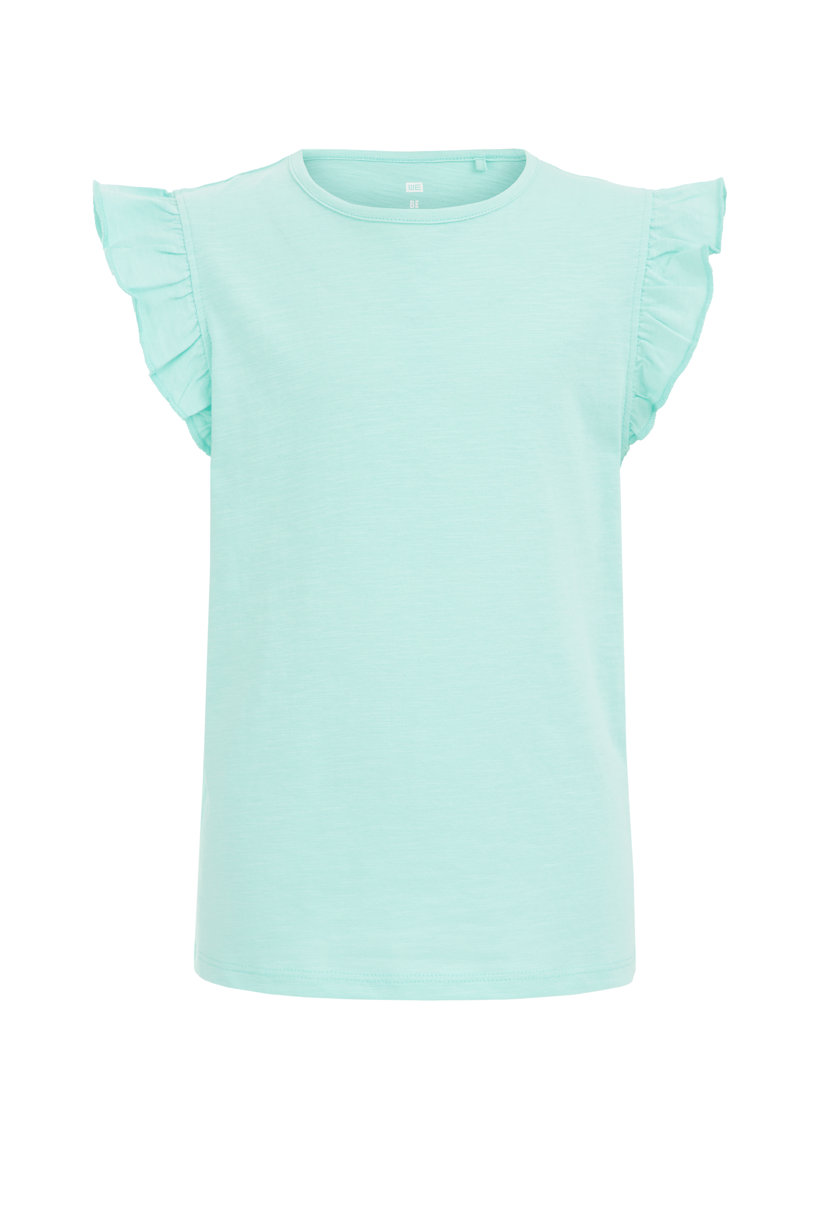 Meisjes T-shirt met ruches WE Fashion Pastelblauw