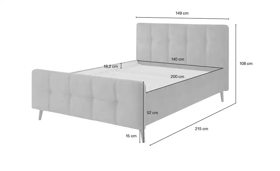 Polsterbettgestell Mario C Olivgrün 140 cm