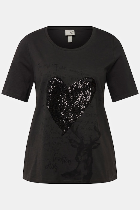 Trachten-T-Shirt, Herz, Classic, Rundhals, Halbarm