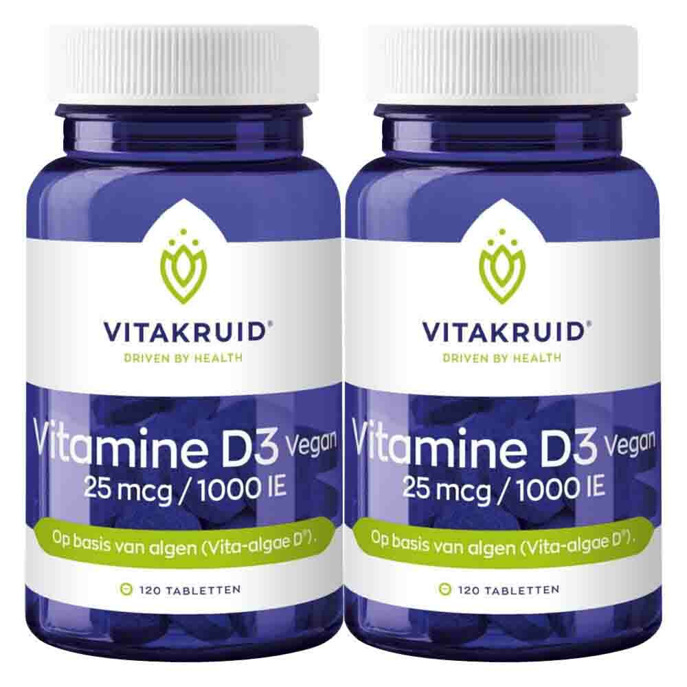 2x Vitakruid Vitamine D3 25mcg Vegan120 tabletten