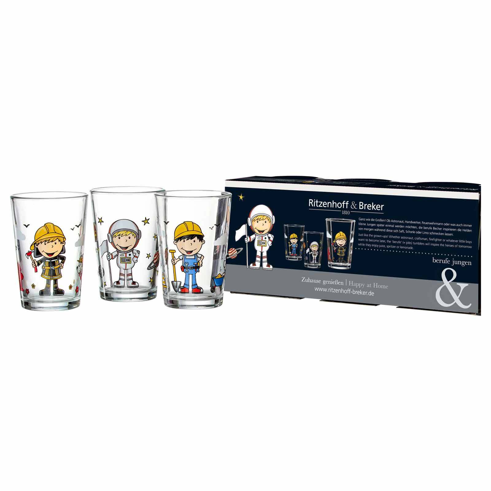 Ritzenhoff & Breker Kindergläser Berufe Jungen 205 ml 3er Set