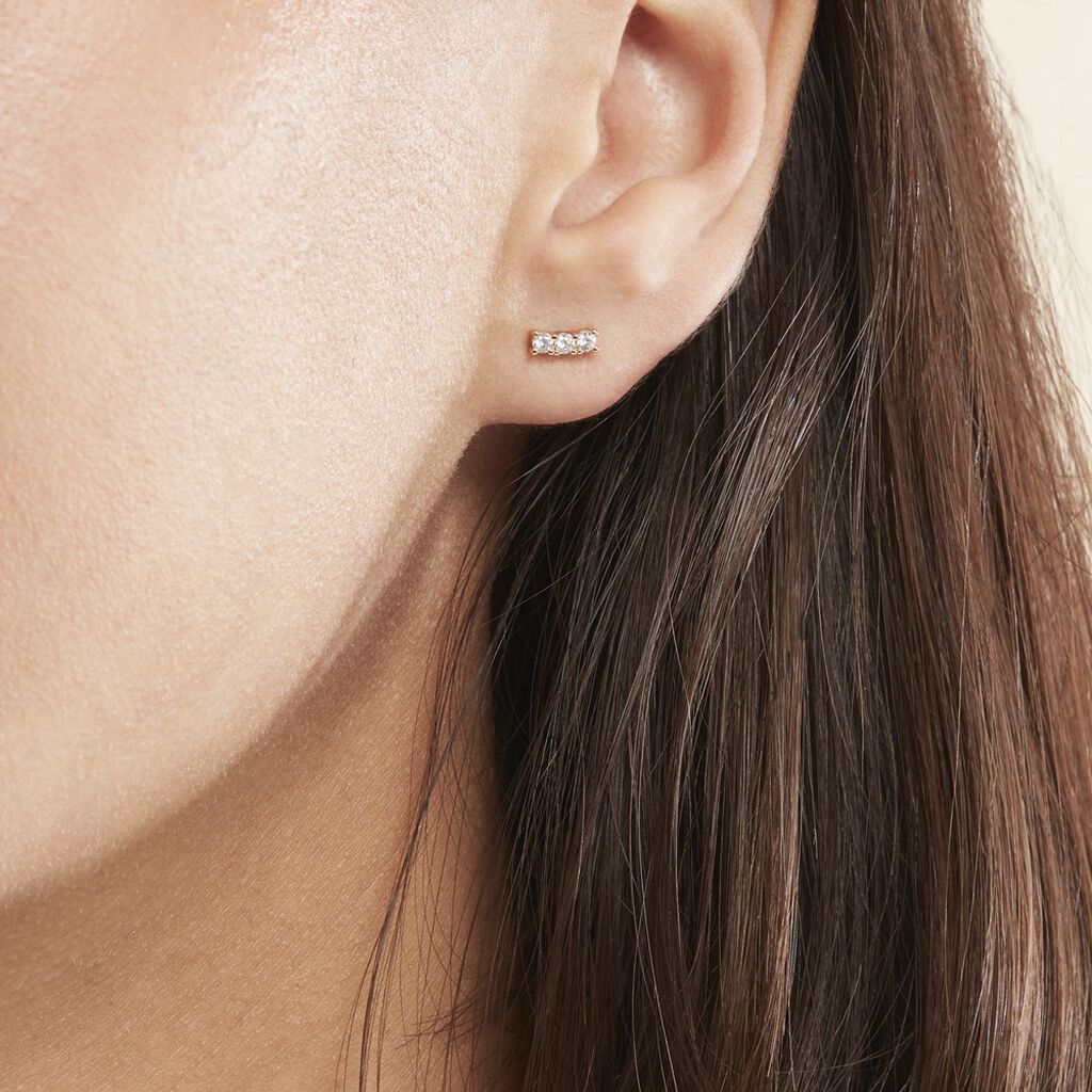 Boucles D'oreilles Puces Plaqué Or Jaune Alodia Oxydes De Zirconium