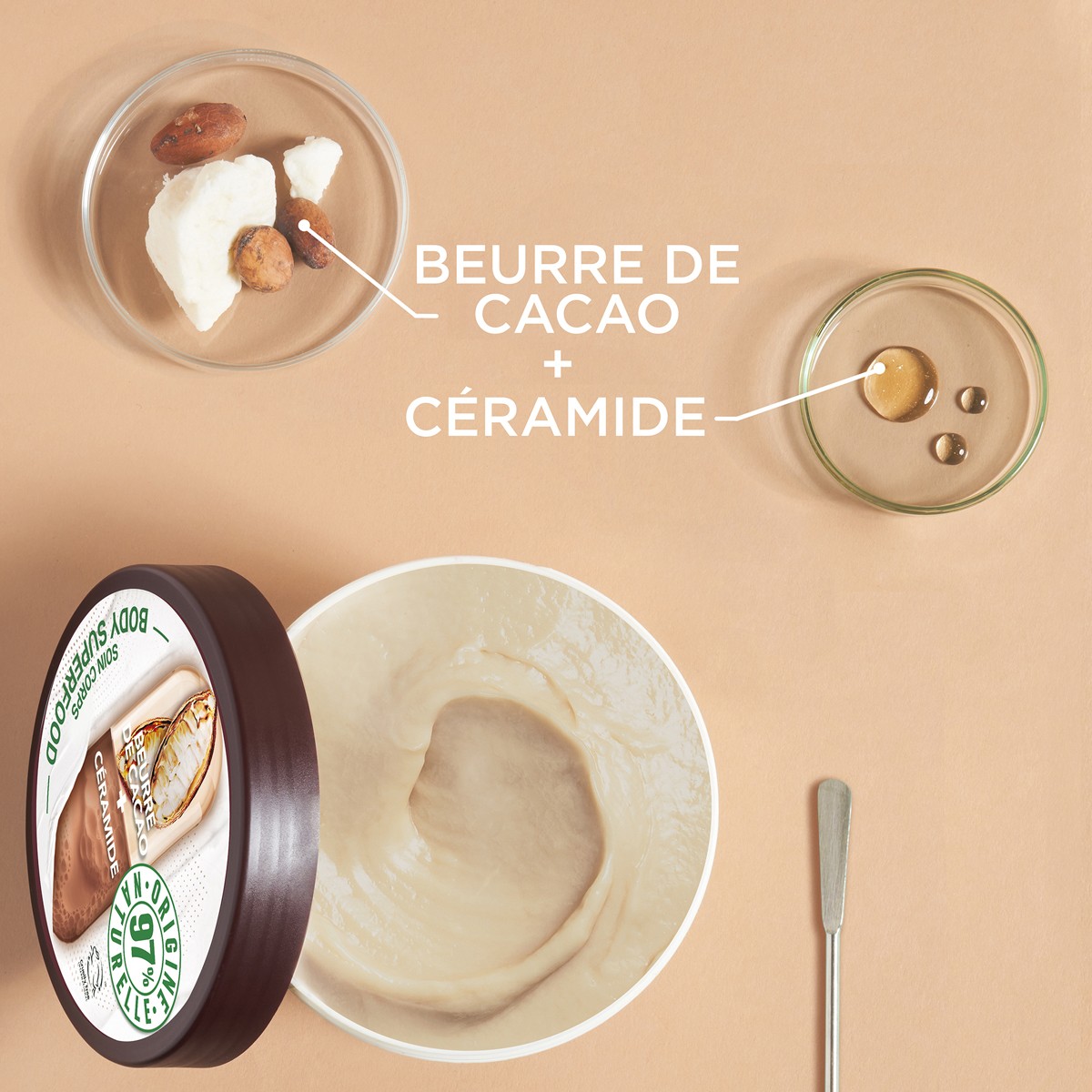 Beurre corporel réparateur - Superfood - Beurre de cacao & céramides - Peaux très sèches - 380 ml