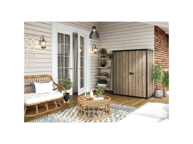 Keter Vertical Shed – Ashwood 140 x 73.6 x 170.4 cm Gartenschrank für grosszügigen Stauraum