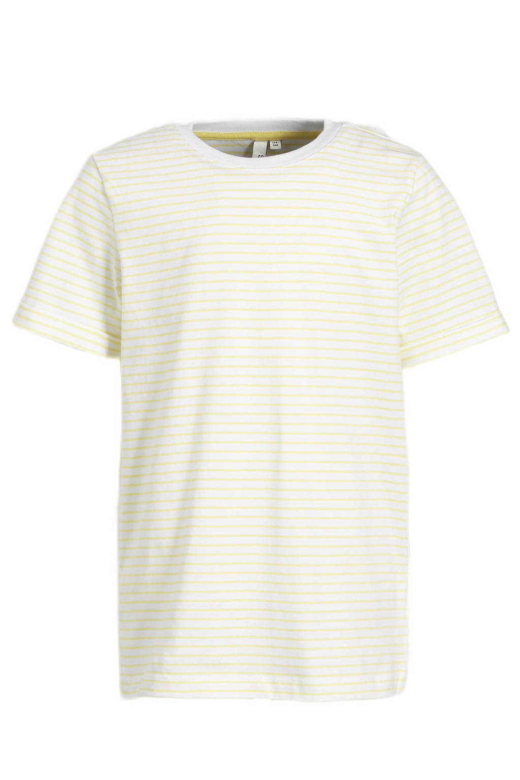 PIECES KIDS gestreept T-shirt LPRIA van katoen geel/wit