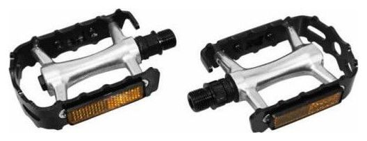 pedale vtt roulement premium alu corps argent cage noire 9-16  (paire)