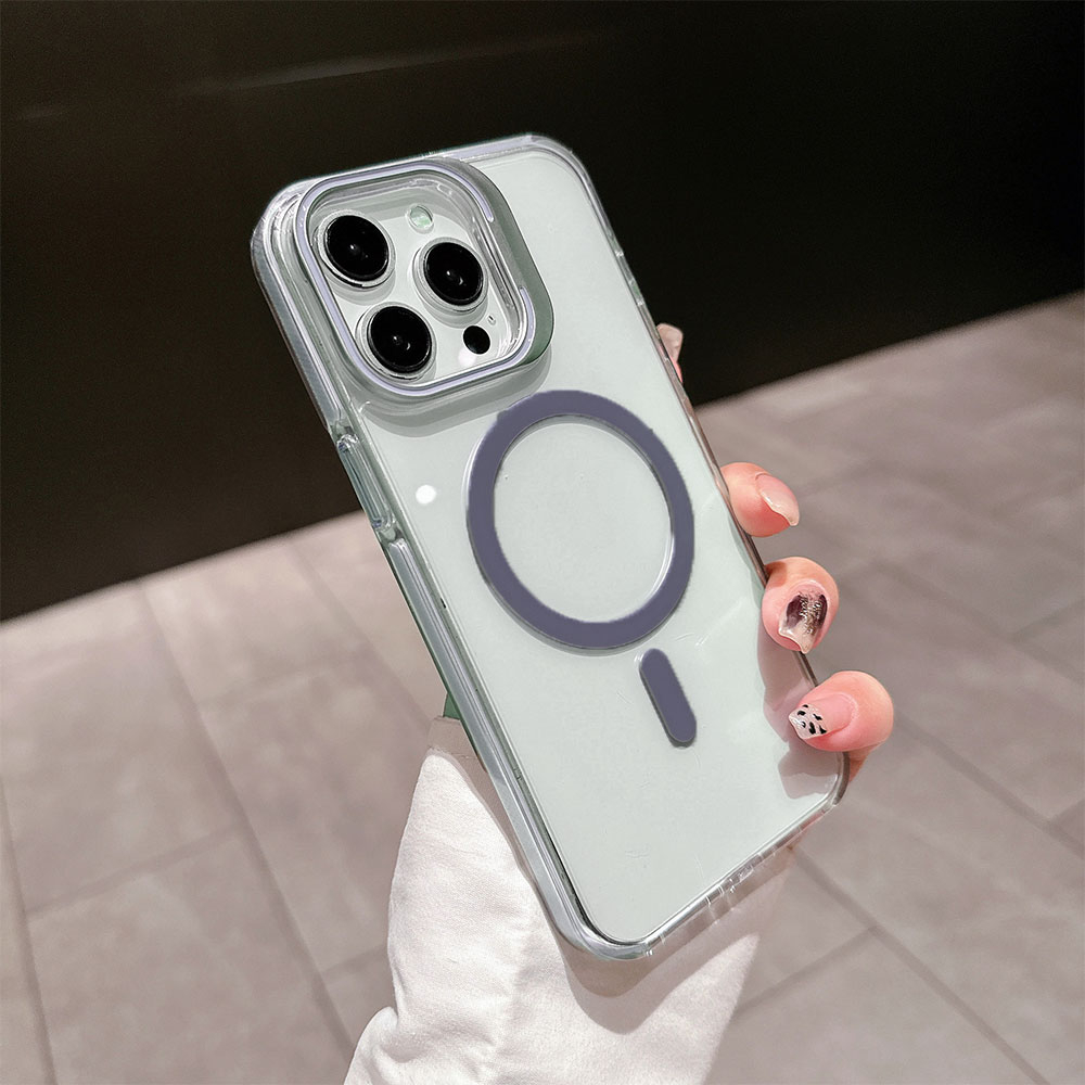 iPhone 15 MagSafe Hybrid Hülle TPU Bumper Acryl Rückseite - Lila / Transparent