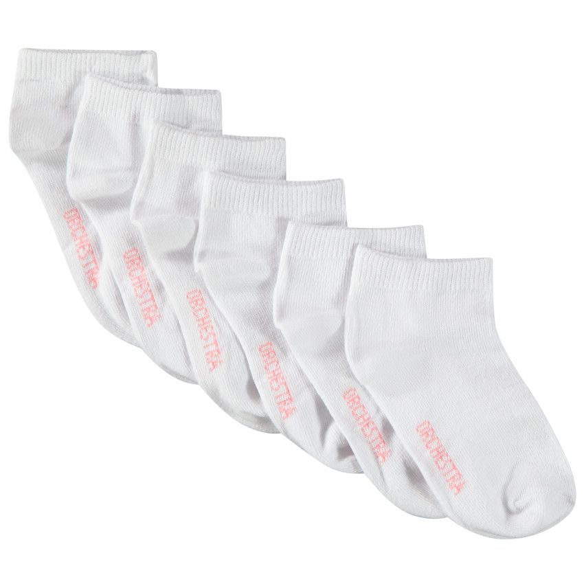 Lot de 6 paires de chaussettes courtes unies pour bébé fille - Blanc