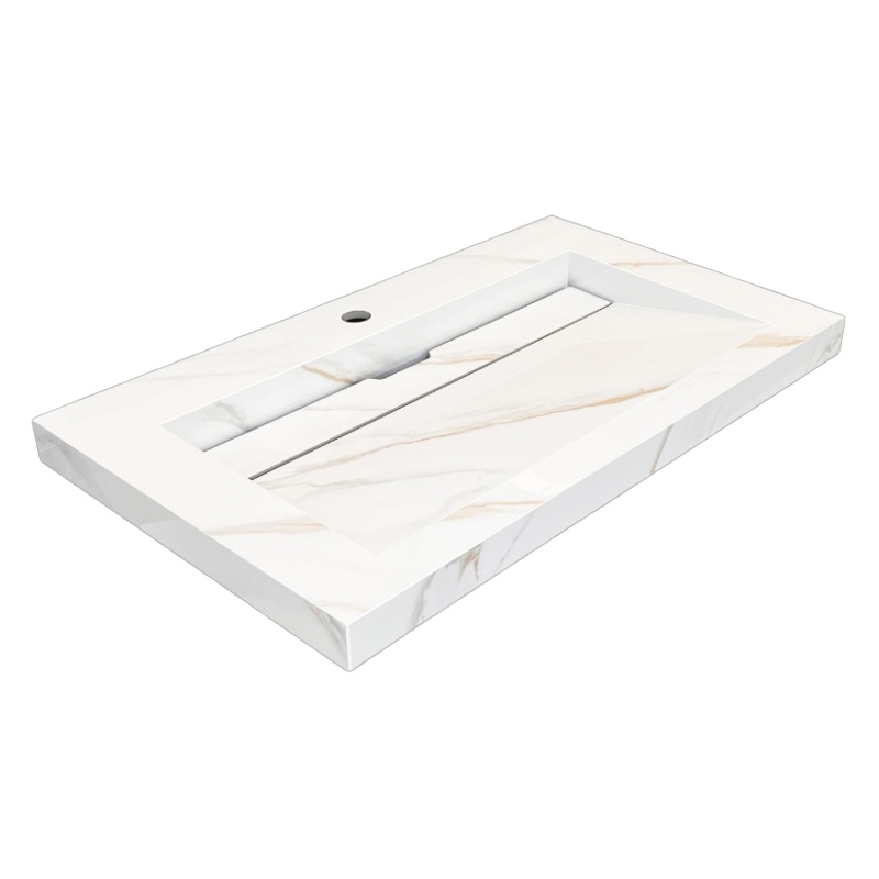 Lambini Designs Quri keramische wastafel 80cm marmer met kraangat