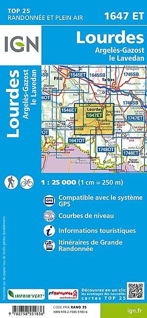IGN - TOP 25 1647 ET LOURDES 1 25 000