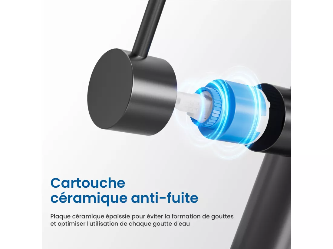 2PCS AURALUMMAX Mitigeur Cuisine,Robinet d'Évier Inox avec Douchette Extractible,2 Modes Jets Eau Froide/Chaude Rotatif 360 degré,Bec en Forme U,Noir