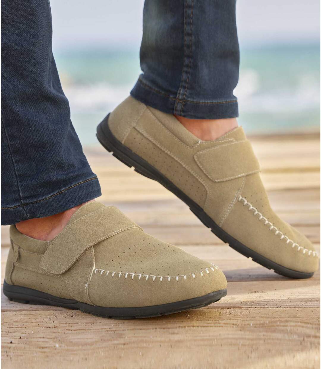 Mocassins Scratchés en Cuir Perforé