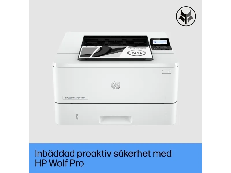 HP LaserJet Pro 4002dn - Printer - S/H - Duplex - laser - A4/Legal - 4800 x 600 dpi - op til 40 spm - kapacitet: 350 ark - USB 2.0, Gigabit LAN