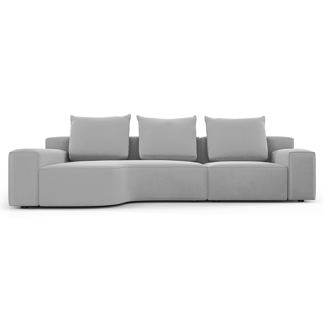 Mazzini Sofas Canapé d'angle Gauche Velours Ivy 4 Places gris clair - 280x137x89 cm