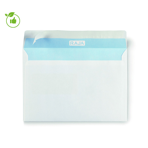 250 enveloppes blanches Raja, 100G, bande auto-adhésive, sans fenêtre, 229x324