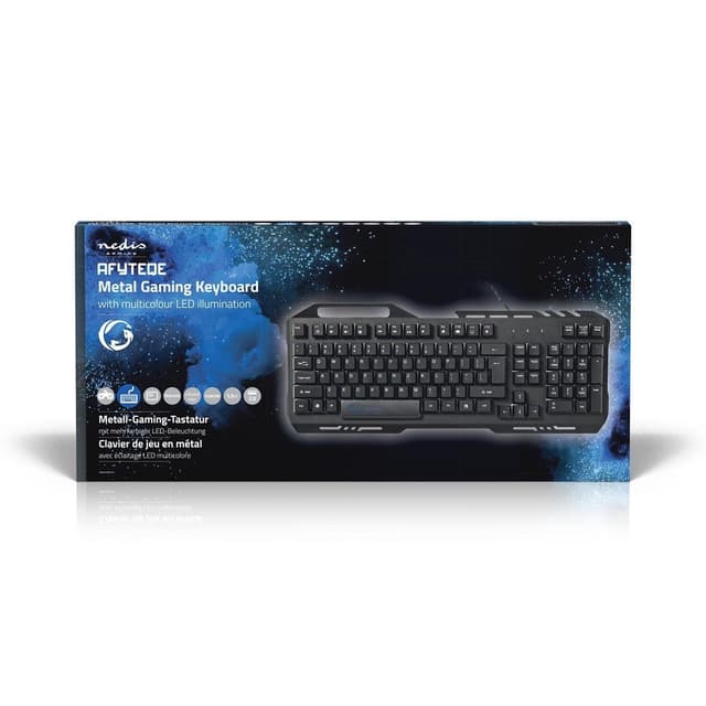 Nedis Wired Gaming Keyboard | USB 2.0 | Membrane Nøgler | LED | US international | US layout | USB Drevet | Strømkabellængde: 1.50 m | Gaming