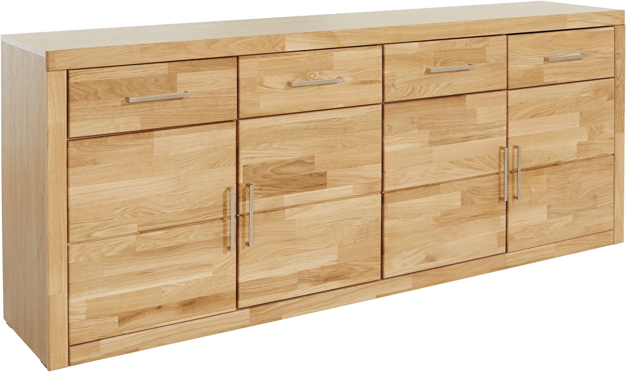 Home affaire Sideboard »Trondheim,200 cm breit,42 cm tief, Fronten Holzmassiv, Metallgriffe« Korpus aus Holzwerkstoff,4 Türen, 4 Schubladen, insgesamt 8 Fächer
