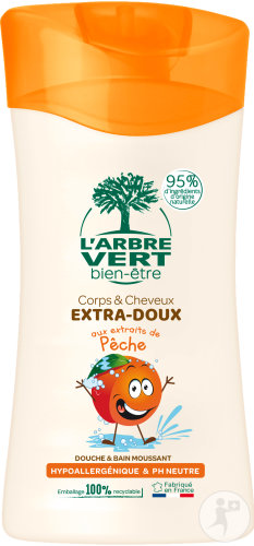 L'Arbre Vert Bien-Être Crème De Douche Enfants 2en 1 Extra-Doux Pêche Corps Et Cheveux Flacon 250ml