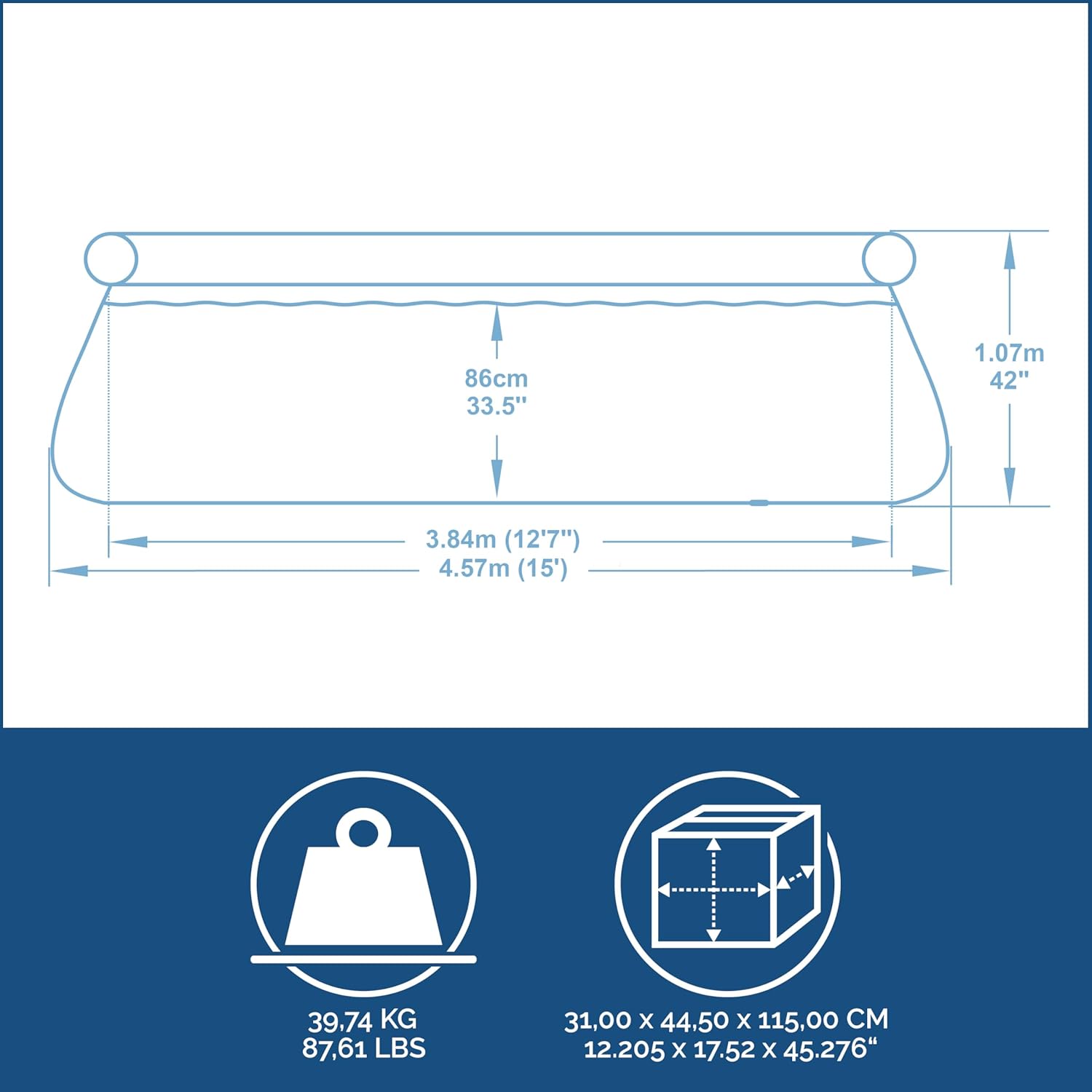 Bestway Fast Set Pool, 457 x 107 cm, Komplett-Set mit Filterpumpe, rund, graue Rattan-Optik