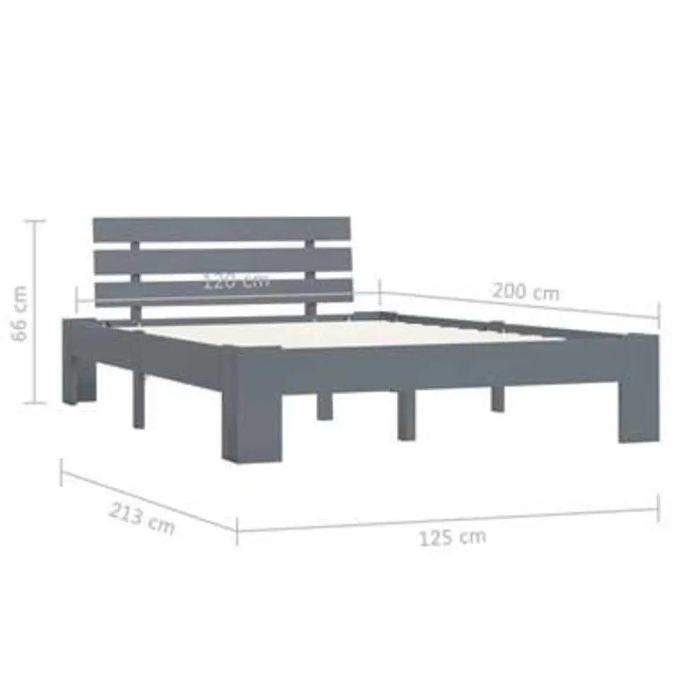 vidaXL - Bed frame met hoofdbord - Grijs - Massief grenenhout - 120x200 cm
