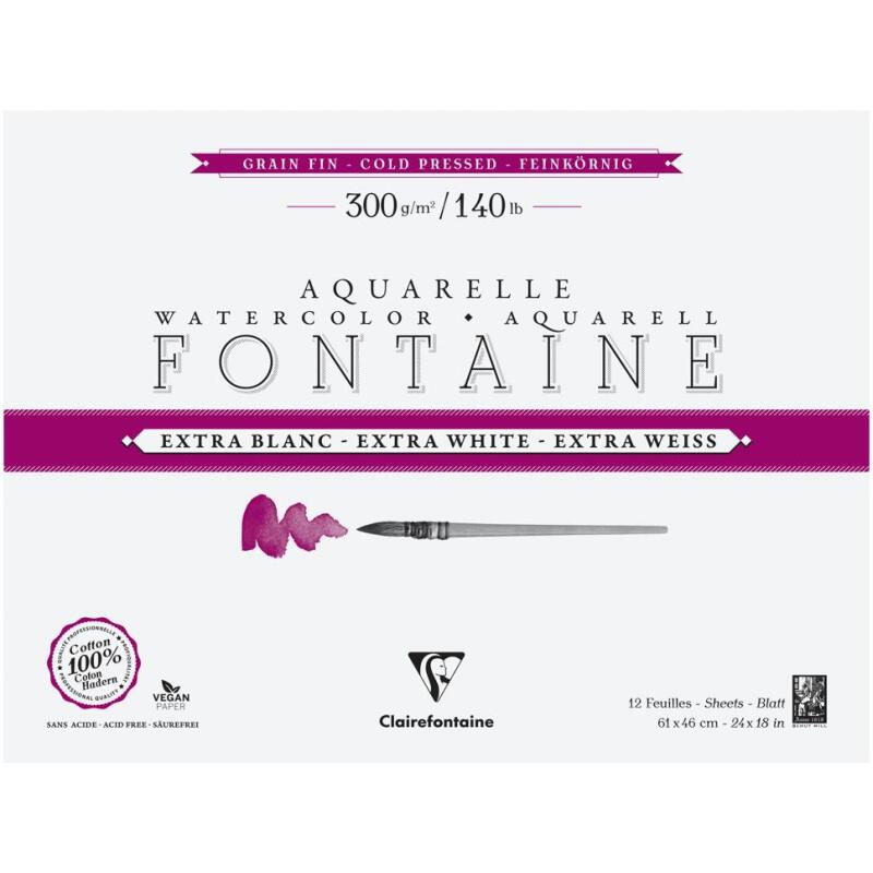 Fontaine Extra Blanc Grain Fin bloc collé 4 côtés 12F 46x61cm 300g