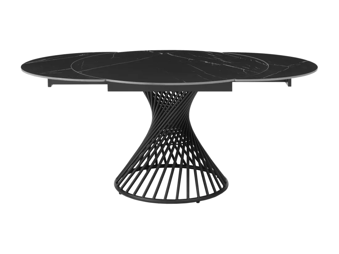 Table à manger extensible 4 à 8 personnes en céramique et métal - Effet marbre noir - CASTINA