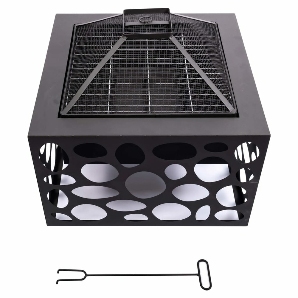 Foyer avec grille de barbecue mikor noir