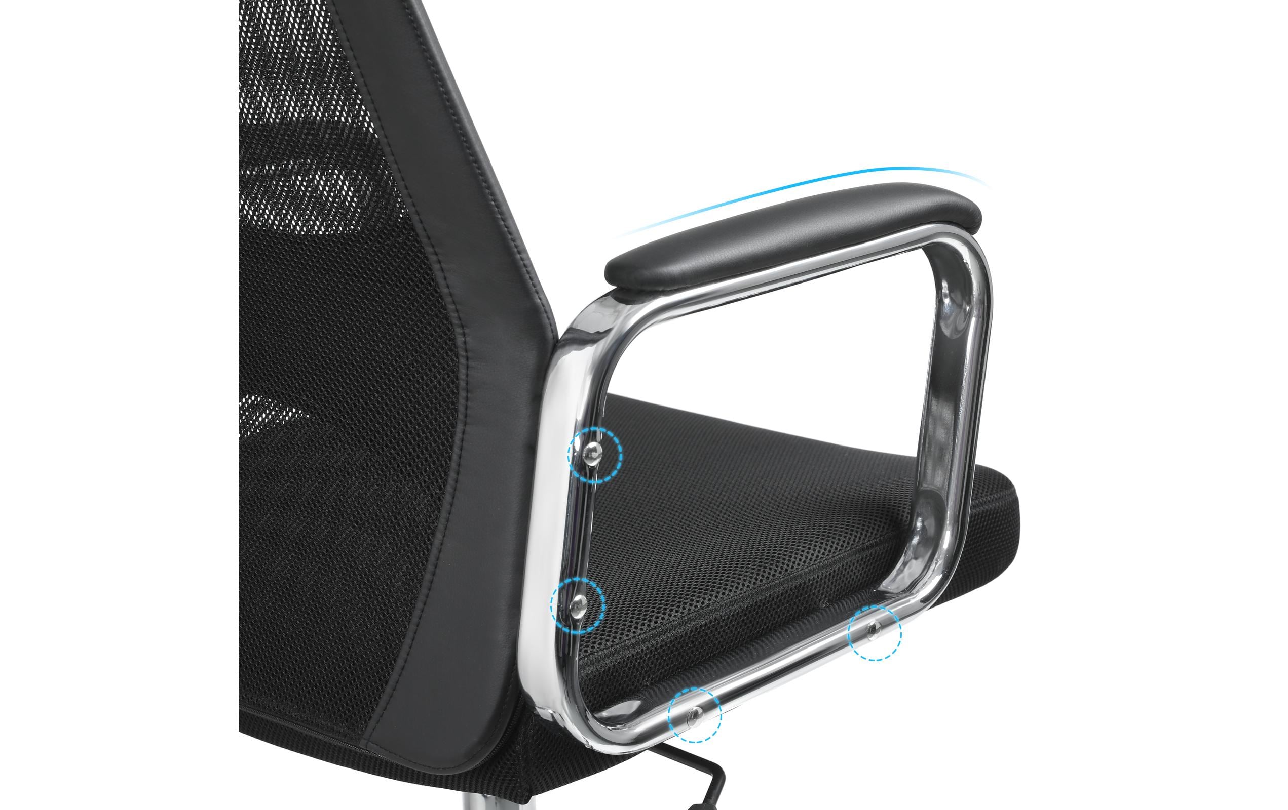 Bürostuhl mit atmungsaktiver Rückenlehne, Schwarz / Silber<br>Ergonomischer Schreibtischstuhl