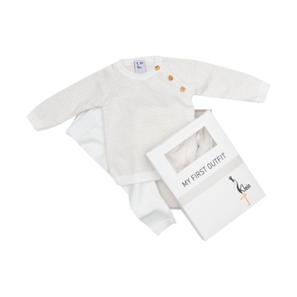 Klein Baby Pakje – Knitted - Mt 50 – Natural White