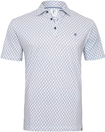 R2 Amsterdam Piqué Polo Wheel Track Print Blauw 128.POLO.010-014 kopen
