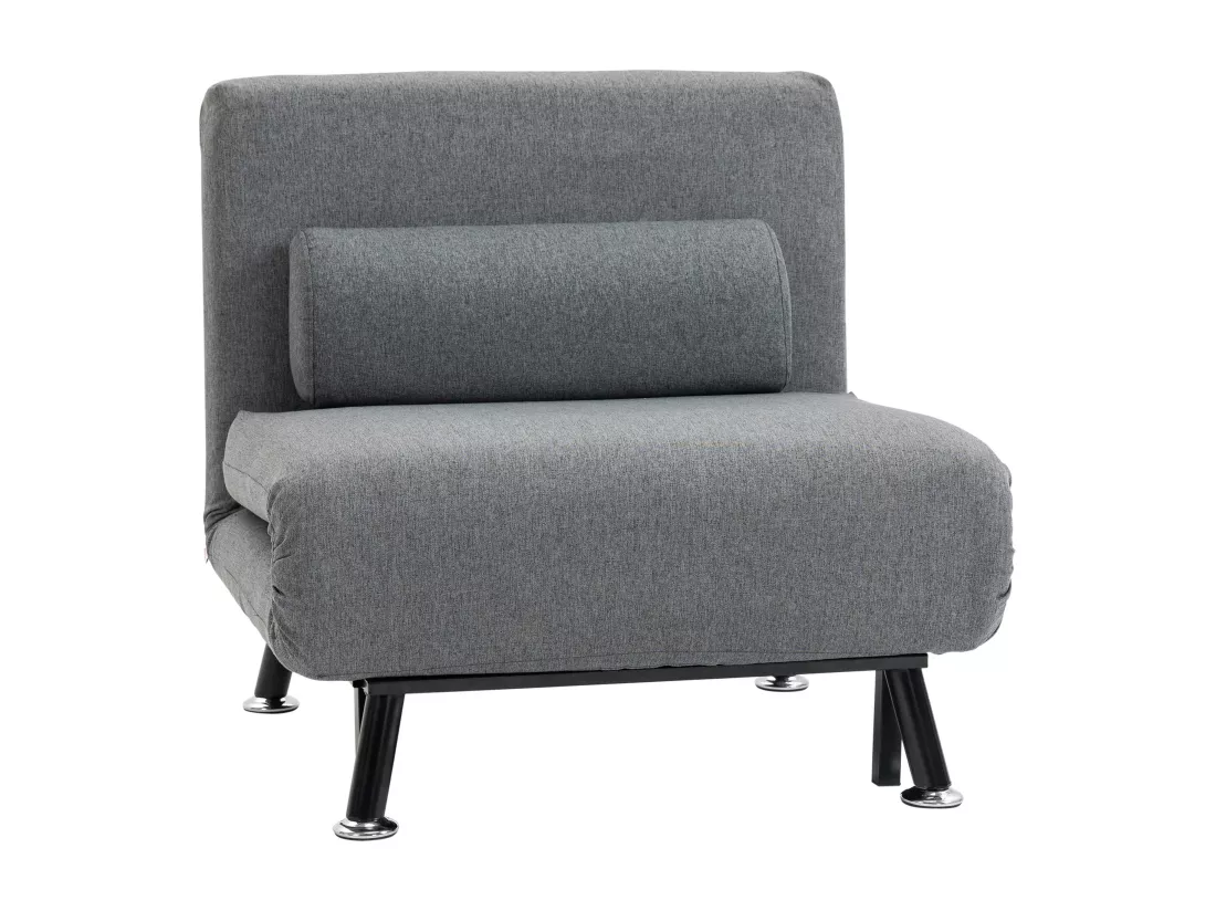 Fauteuil convertible 3 en 1 chauffeuse lit avec coussin gris