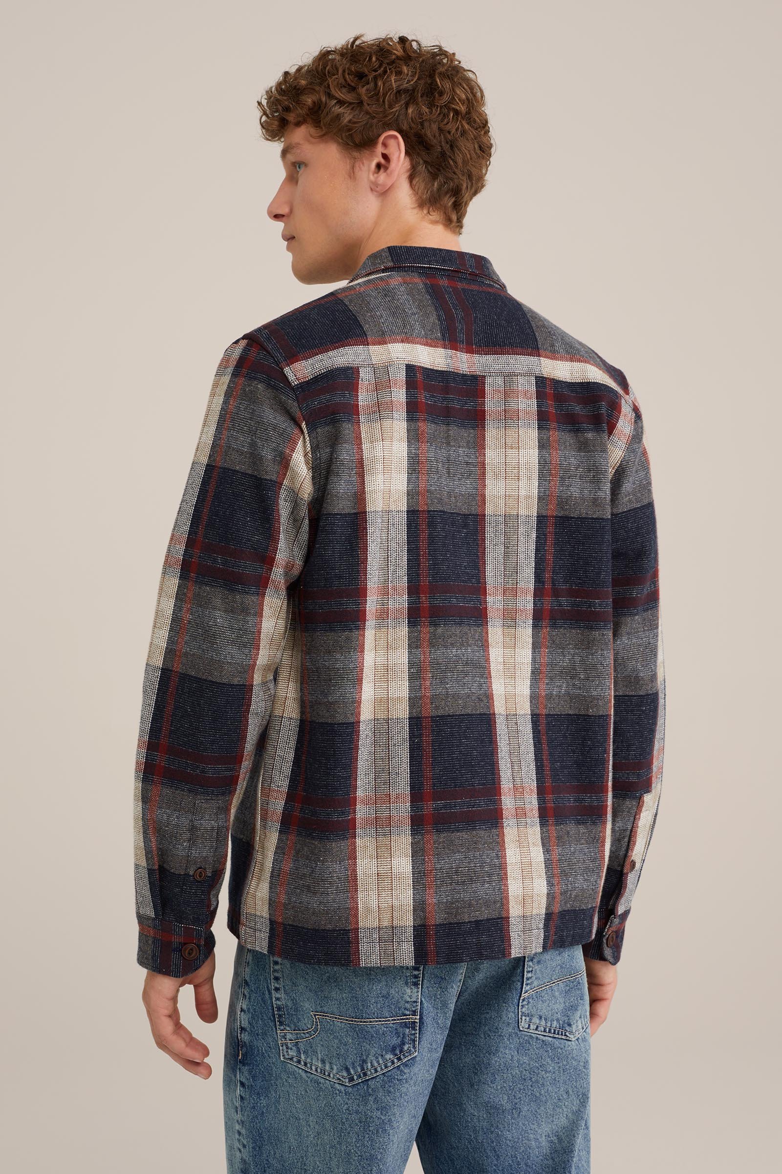 katoenen overshirt met dessin WE Fashion Donkerblauw