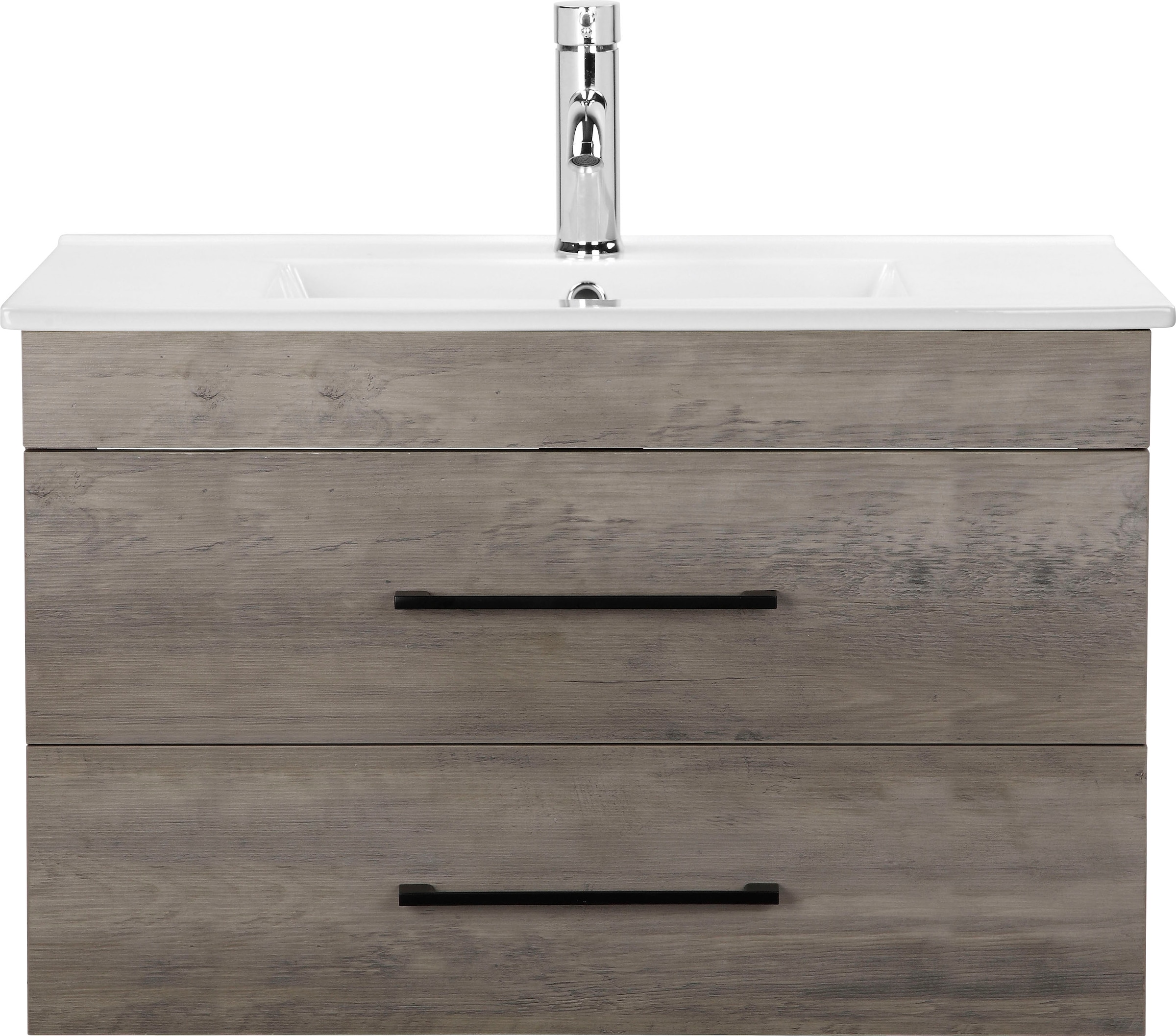welltime Waschtisch »Florenz Badmöbel Badschrank mit Waschbecken« Waschplatz mit 2 Auszügen und Softclose Breite 80cm