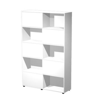 Bibliothèque haute à porte coulissante - L120 x H190,6 x P35 - Corps et portes blancs