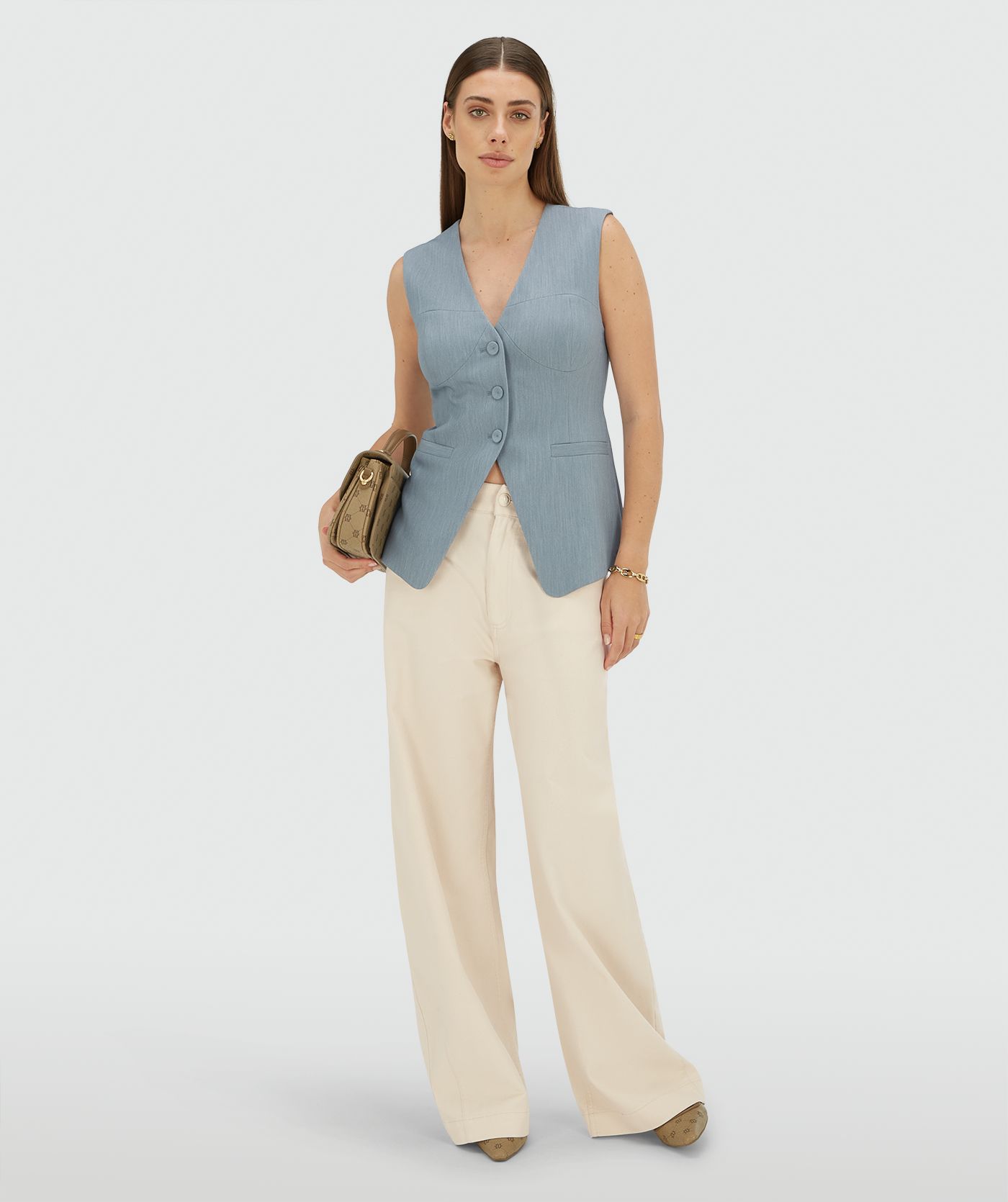 JV-REIGN fitted gilet - sky blue melange