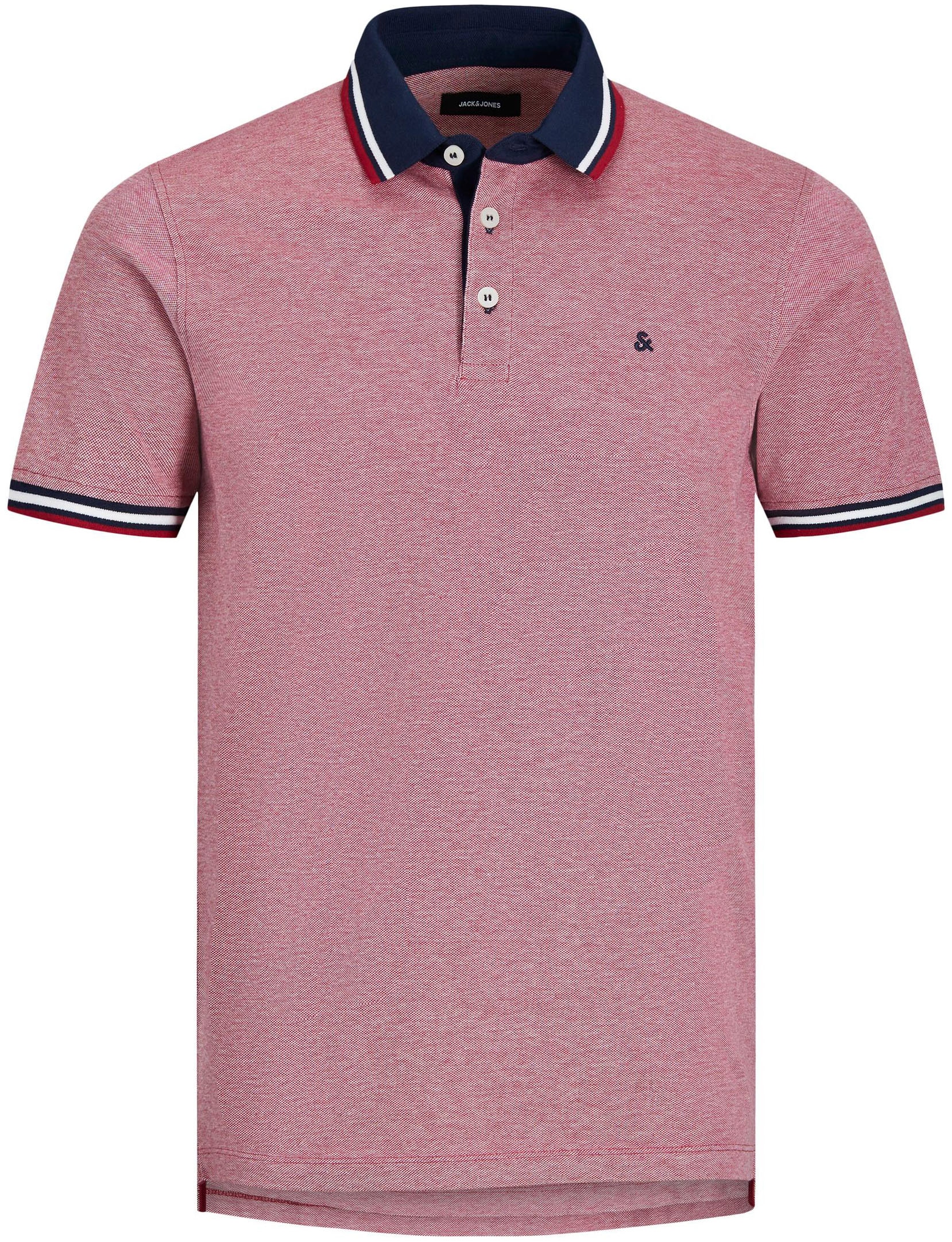 Jack & Jones Poloshirt »JJEPAULOS im Doppelpack mit Logostickerei und Komfort«, 2 Stk. unifarben mit Farbeinsatz, modisch, schmal, Baumwolle, Polokragen