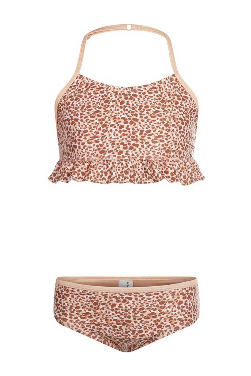 halter bikini met ruches oudroze/roze