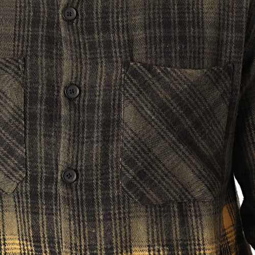 Chemise Manches Longues A Carreaux 1568 Jaune Vert Kaki Dégradé