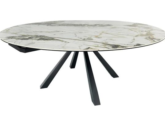 CONCEPT1 - Table Calypso blanc 115-190x180x77 céramique sur verre