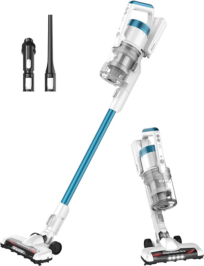 Eureka NEC180 RapidClean Pro Cordless Stick and Handheld Vacuum Cleaner for Hard Floors, Battery-Operated Portable Vacuum Cleaner with Maximum Efficiency Powerful Suction White