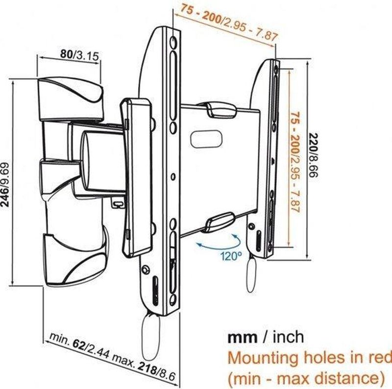 Vogels - Basis 25S - TV Muurbeugel - Zwart - Tot 20 kg - Voor 19-40 inch