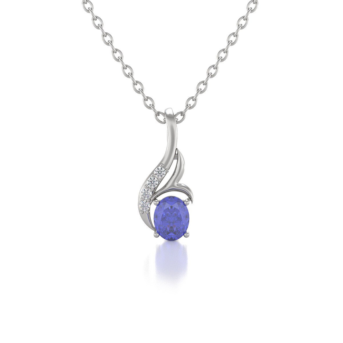 Collier Pendentif Tanzanite et Diamant en Argent 925 - Cadeau Étincelant | Aden