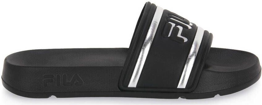 Fila Zwarte Polyethyleen Slipper met Zilveren Logodetails Black