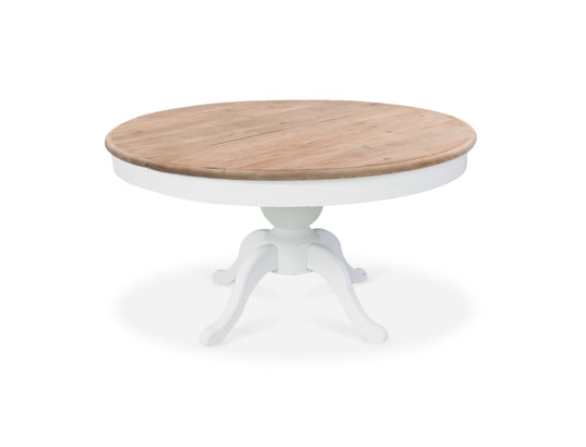 INTENSEDECO - Table de salle à manger Table ronde extensible en bois massif sidonie blanc