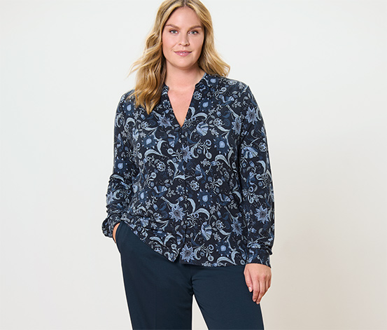 Bedrucktes Blusenshirt mit Knopfleiste