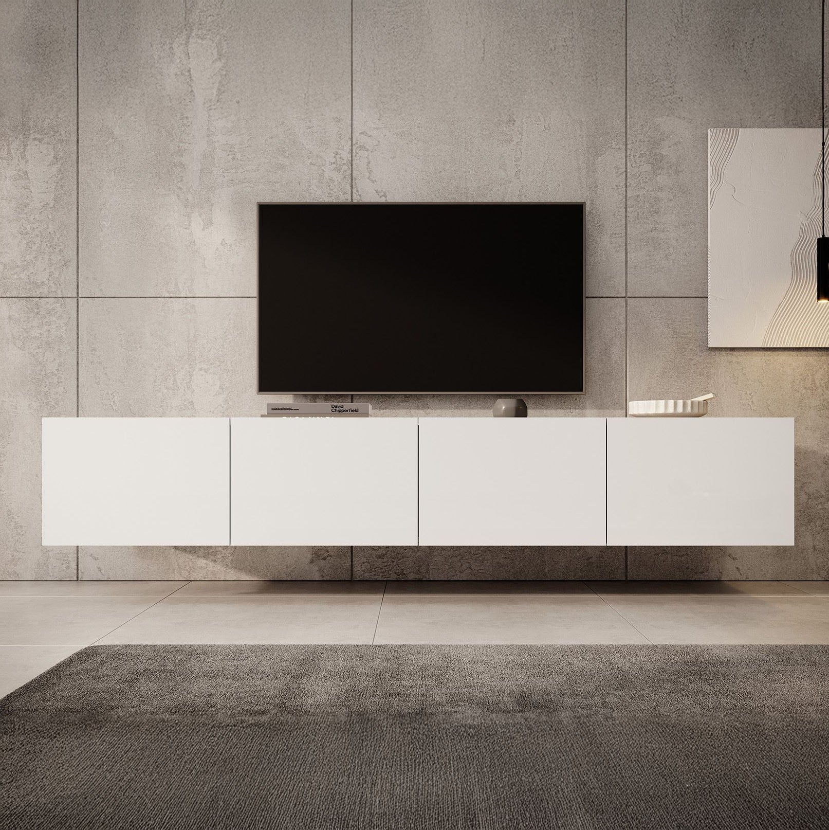Calabas - TV-Meubel met 4 deuren - Wit - 200x43x37 cm