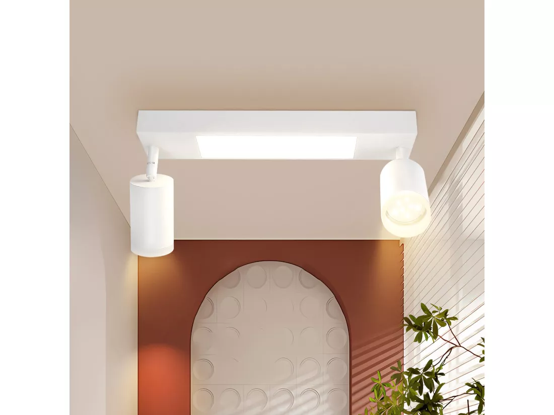 NETTLIFE Spot plafond 2 Ampoules GU10 chambre 3000k 20W noir blanc chaud orientable métal