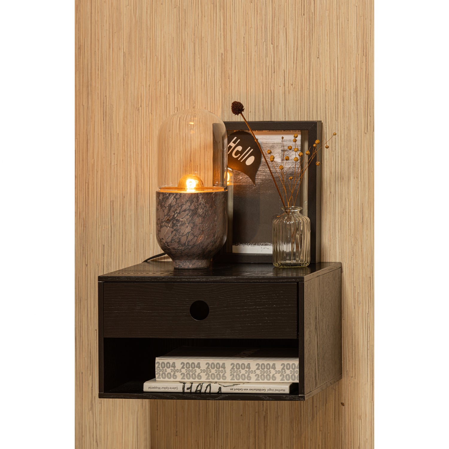 WOOOD Nancy Hangend Nachtkastje  - MDF - Zwart - 20x34x30